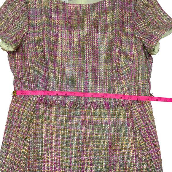 Talbots Womens Vintage Pink Preppy Tweed Silk Blend Shift Office Dress Sz 8P - Picture 11 of 12